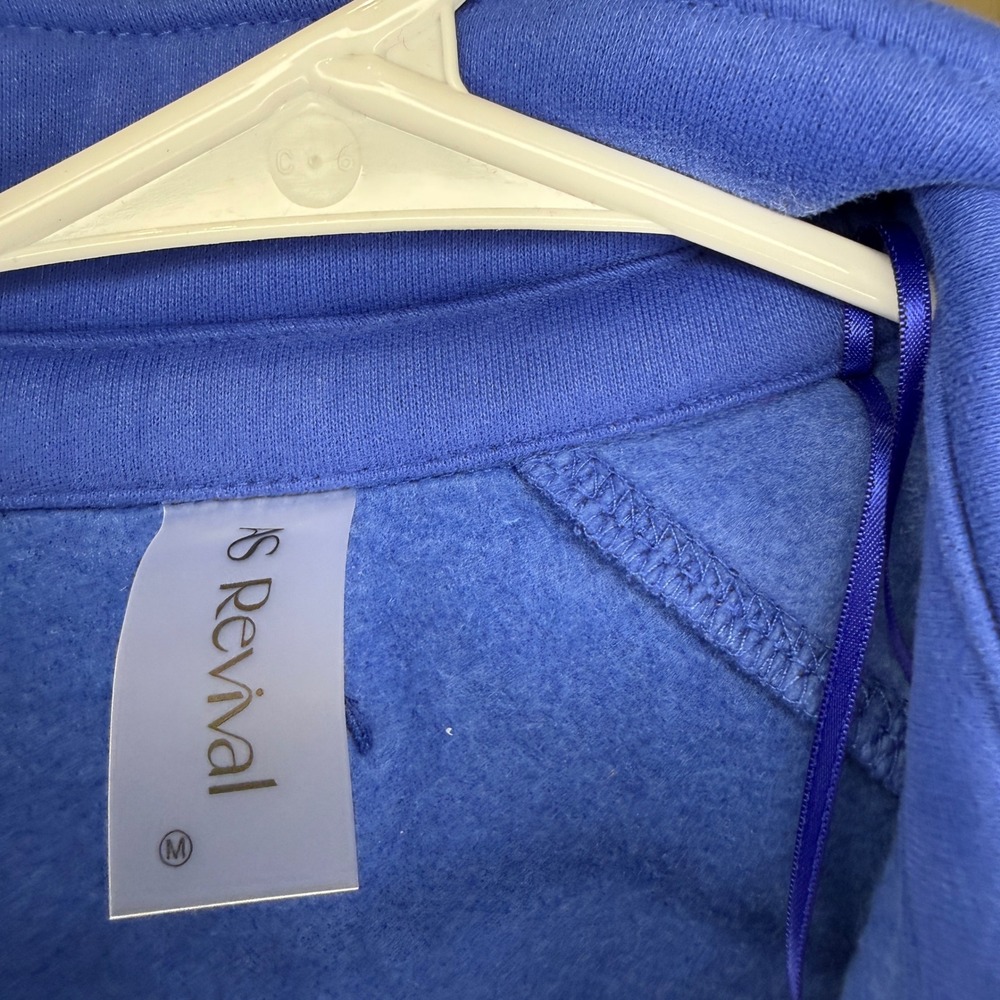 AS Revival Cobalt Blue Snap Henley Balloon Sleeve Sweatshirt Size Medium - Picture 4 of 6